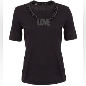 NWOT Love Moschino Black Top with 3D Chain Detail